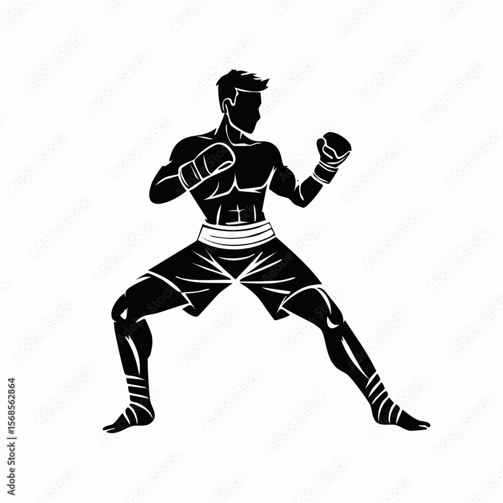 Naklejka premium Mma Fighting Vector Image. Mma Fight Action Stock Vectors and Vector Art