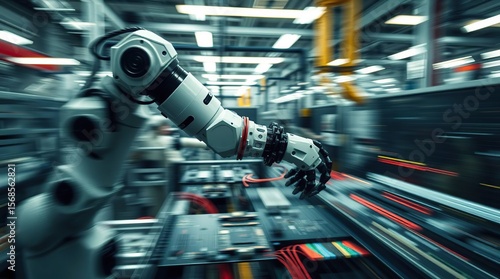 Robotic arm precision assembly action