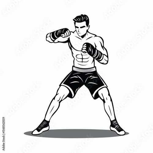 Mma Fighting Vector Image. Mma Fight Action Stock Vectors and Vector Art