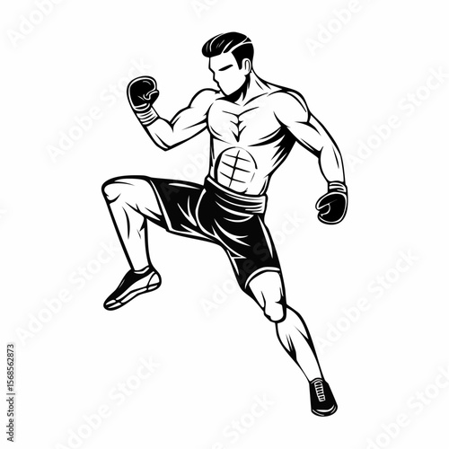 Mma Fighting Vector Image. Mma Fight Action Stock Vectors and Vector Art