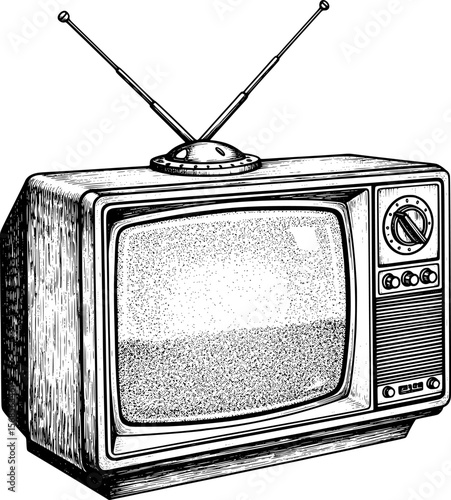 Vintage television set  hand-drawn style