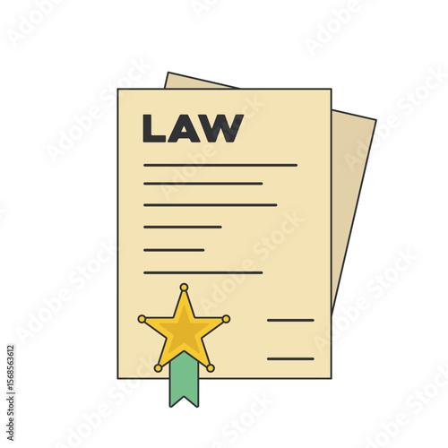 Law and justice vector isolated on white background, justice scales and wooden judge's gavel, law, justice, court, legislation vector concept