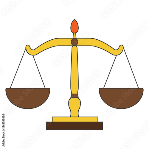 Law and justice vector isolated on white background, justice scales and wooden judge's gavel, law, justice, court, legislation vector concept