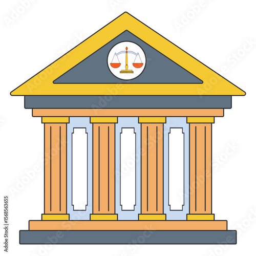 Law and justice vector isolated on white background, justice scales and wooden judge's gavel, law, justice, court, legislation vector concept