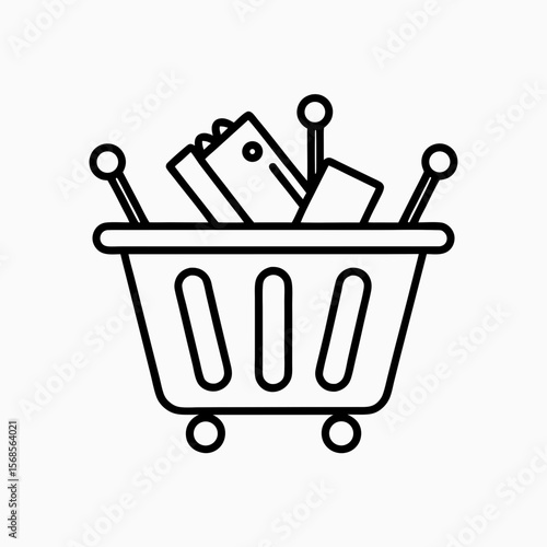 Shopping Cart Filled with Groceries for E-commerce, Retail Websites, Food Blogs, Online Shopping, and Marketing Content  