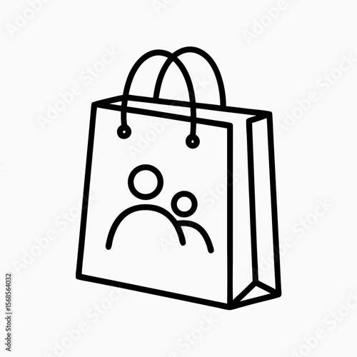 Shopping Bag Icon with Family Symbol for E-commerce Websites, Retail Blogs, Marketing Materials, Awareness Campaigns, and Parenting Resources  