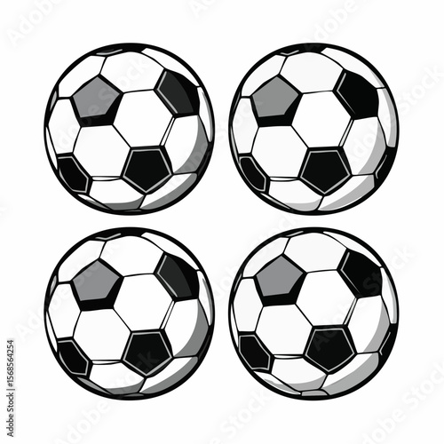 Four soccer balls image vector. Four soccer balls stock illustration.