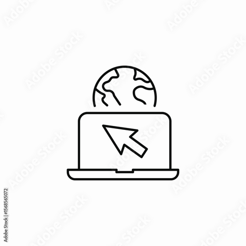 laptop web surfing icon sign vector