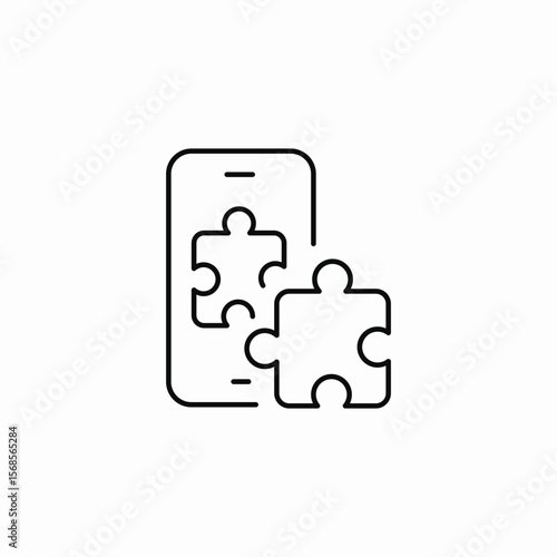 mobile puzzle pieces icon sign vector