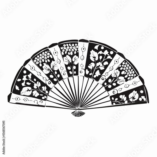 Chinese Fans Vector Image. Elegant Chinese folding fans floral pattern handheld fans