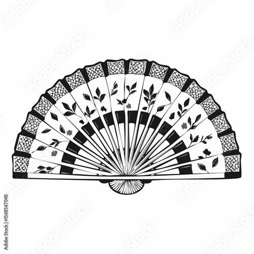 Chinese Fans Vector Image. Elegant Chinese folding fans floral pattern handheld fans