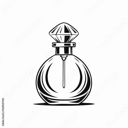 Perfume Bottle With Cap Vectors. Elegant Perfume Bottle Vector on white background.