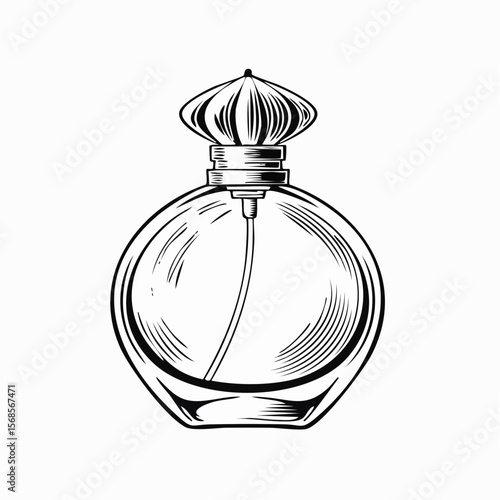 Perfume Bottle With Cap Vectors. Elegant Perfume Bottle Vector on white background.