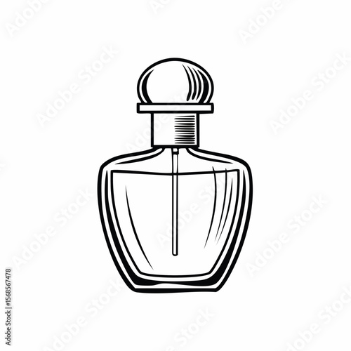 Perfume Bottle With Cap Vectors. Elegant Perfume Bottle Vector on white background.