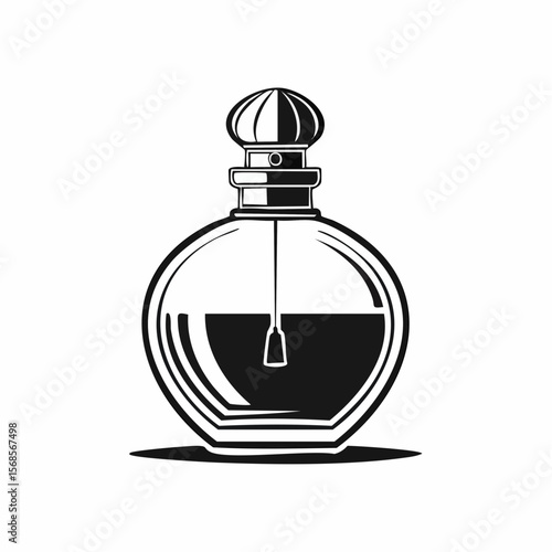 Perfume Bottle With Cap Vectors. Elegant Perfume Bottle Vector on white background.