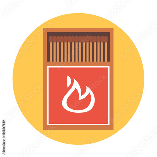 Match box matchstick matchbox stick burn fire flame concept. Vector flat graphic design illustration