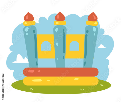 Playground slide park ground area kindergarten isolated concept. Vector flat graphic design illustration