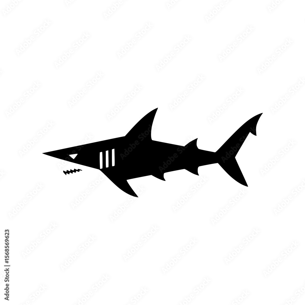 Fototapeta premium Black Silhouette of a Shark