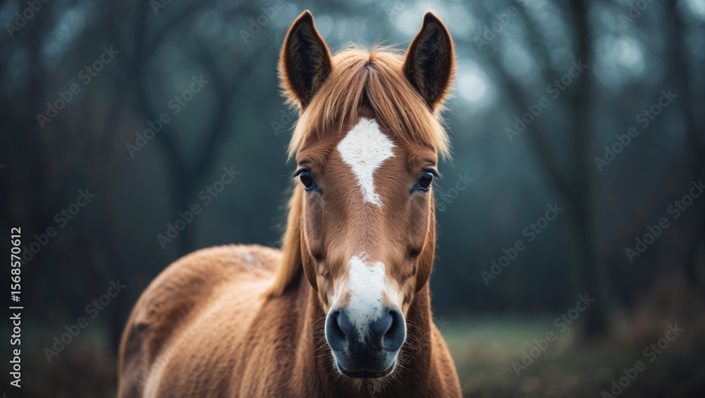 Fototapeta premium Curious Pony. Close-up of The Pony's Head with Empty Space for Text