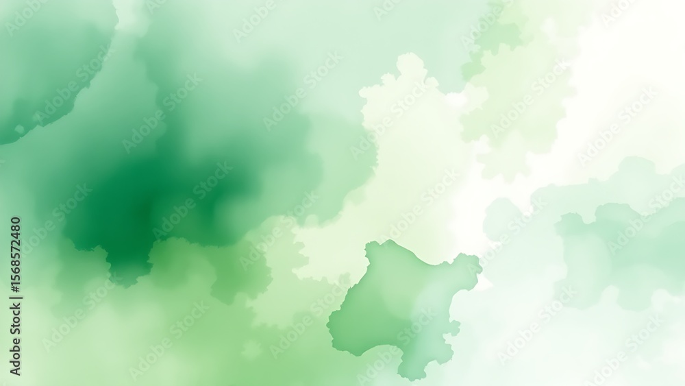Obraz premium Blended green and blue watercolor textures forming an ethereal environmental concept.