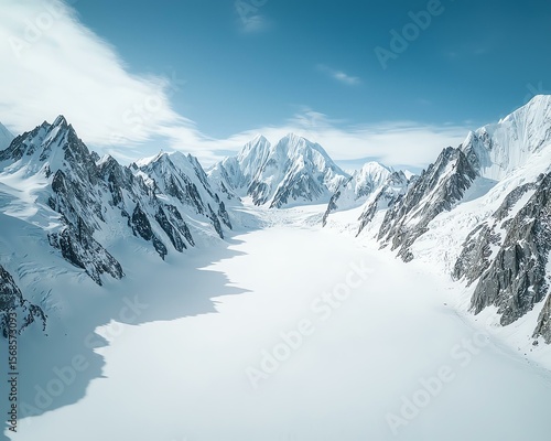 Wallpaper Mural Snowy Mountain Peaks, Alpine Scenery, Extreme Weather, Majestic Snow-Capped Mountains with Serene Glacier Landscape Torontodigital.ca