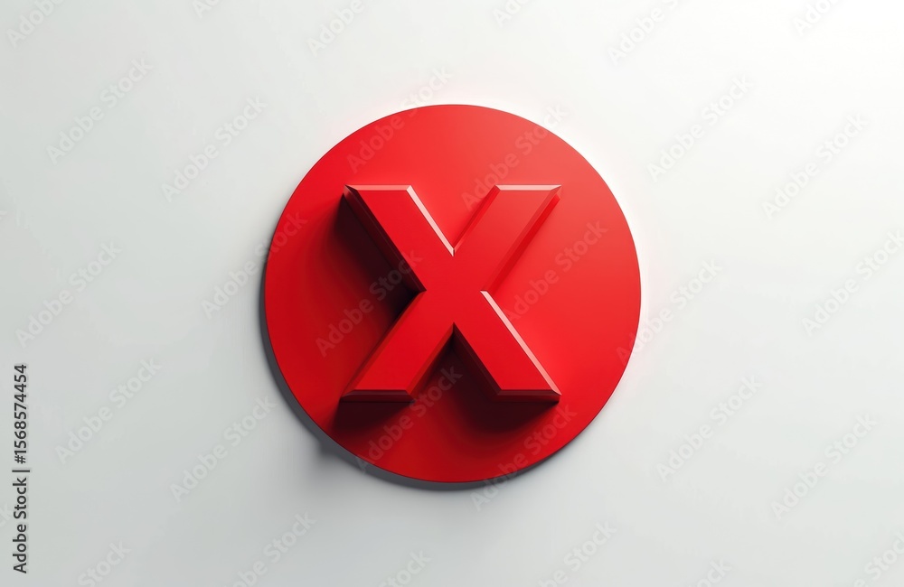 Obraz premium Bold red X symbol on circular background. Modern graphic design element for advertising, marketing, and promotional campaigns. Eye-catching contrast and clear messaging for branding and communication.