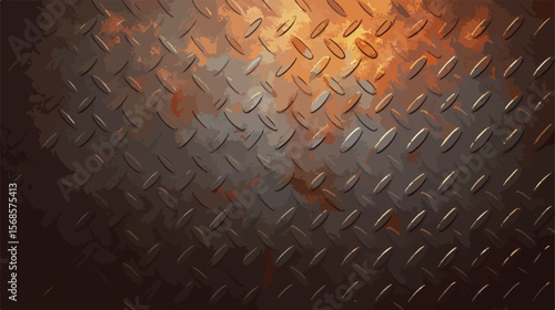 Grunge Metal Texture: Industrial Diamond Plate Background. Perfect for design projects needing a    