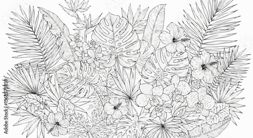 Wallpaper Mural hand drawn flowers Torontodigital.ca