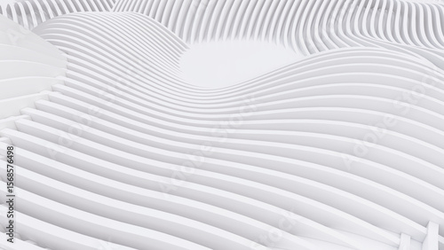 Abstract Curved Shapes. White Circular Background.