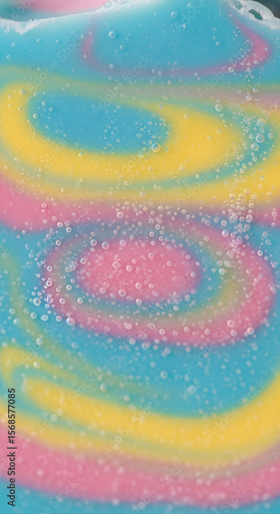Obraz premium Colorful pastel swirl with bubbles background texture