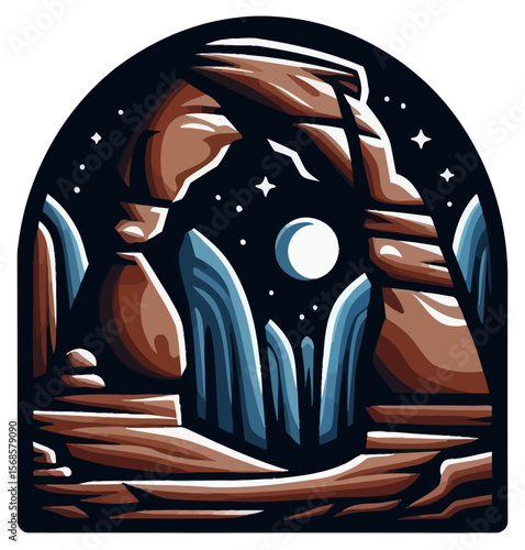arches utah national park sticker and vector artwork