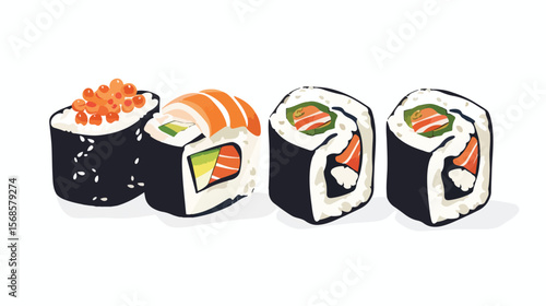 Delectable Japanese Sushi and Rolls Platter: A Culinary Delight raw food fish menu rice nori meal   
