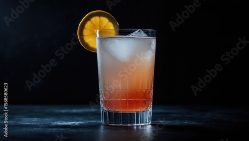 Wallpaper Mural A vertical shot of a cocktail glass with lemon slice on black background Torontodigital.ca