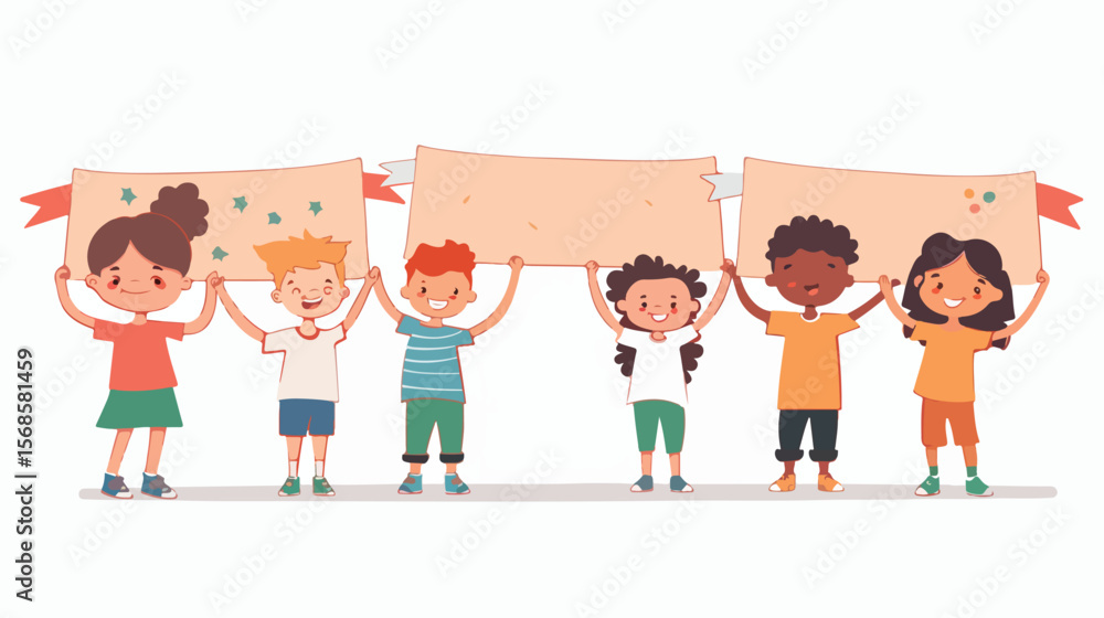 Happy Children Holding Blank Banners, Ready for Your Message! 活力 快乐 幸福 童年 儿童 横幅 空白 信息 广告 促销 海报 设计 素材 Happy Children Holding Blank Banners, Ready for Your Message! 活力 快乐 幸福 童年 儿童 横幅 空白 信息 广告 促销 海报 设计 素材