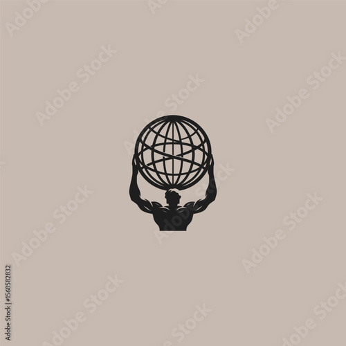 Atlas god logo in powerful and simple silhouette style.