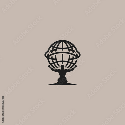 Atlas god logo in powerful and simple silhouette style.