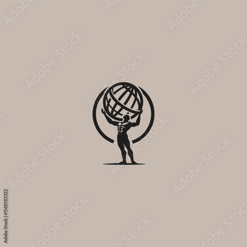 Atlas god logo in powerful and simple silhouette style.