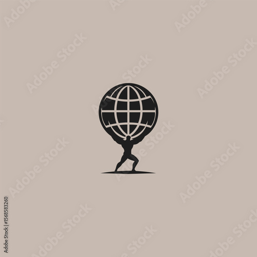 Atlas god logo in powerful and simple silhouette style.