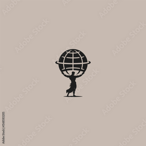 Atlas god logo in powerful and simple silhouette style.