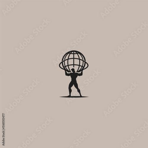 Atlas god logo in powerful and simple silhouette style.