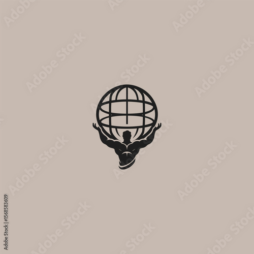 Atlas god logo in powerful and simple silhouette style.