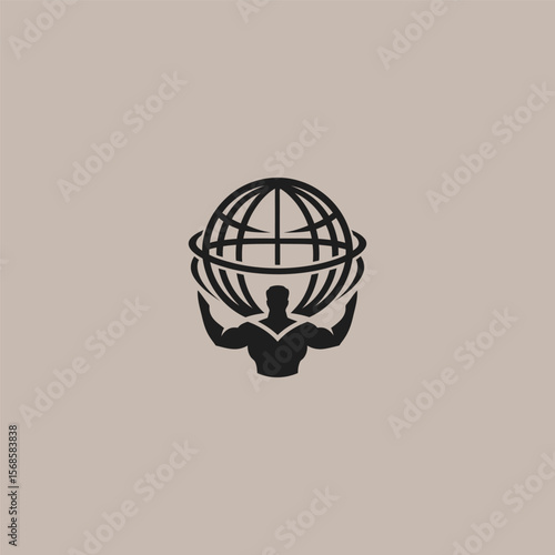 Atlas god logo in powerful and simple silhouette style.