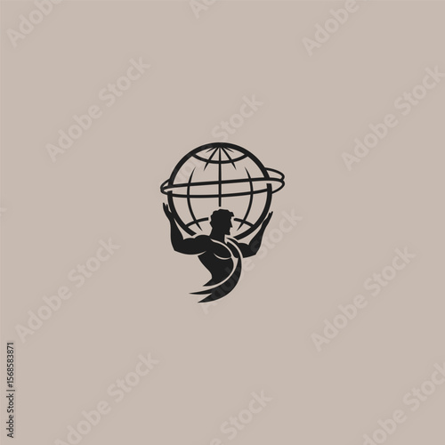 Atlas god logo in powerful and simple silhouette style.