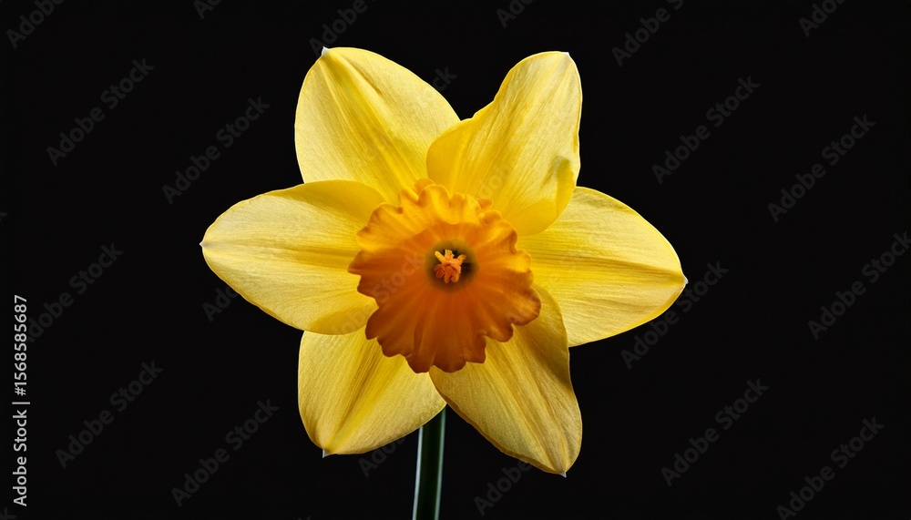Fototapeta premium bright yellow daffodil flower isolated on black background cut out