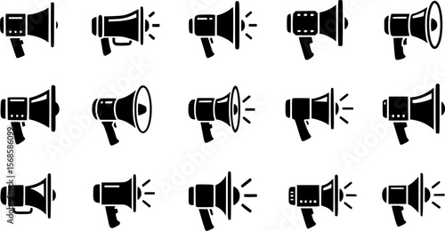 Megaphone icon set. Vector graphic illustration. Suitable for website design, logo, app, template, and ui.
