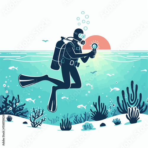 scuba diver vector illustration