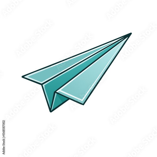 Teal Paper Airplane on Black Background Concept of Innovation Flight and Creativity Travel and Communication Simplicity