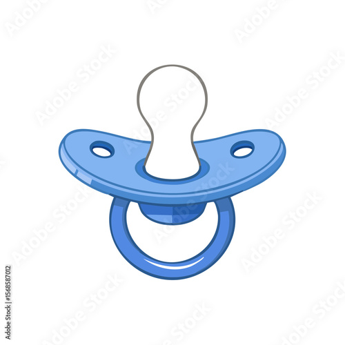 Baby blue pacifier illustration on black background representing infants and newborn care for toddler development