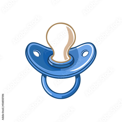 Blue Baby Pacifier Illustration Comfort Soother Teether Toy for Infant Newborns Childcare Accessory on Isolated Background