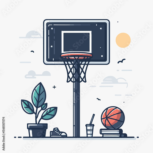 basketball hoop vector illustration white background